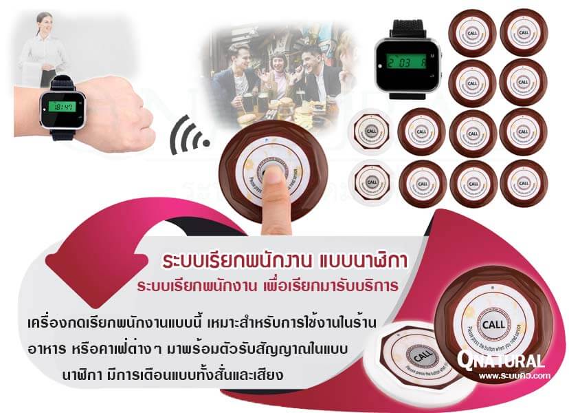 เครื่องกดเรียกพนักงานไร้สาย แบบนาฬิกาดิจิตอล