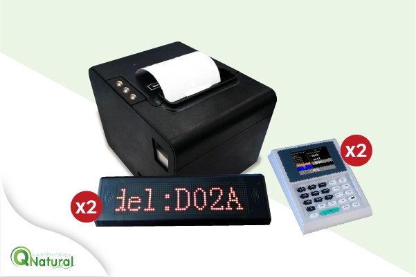 ชุดระบบคิว 2 ช่องบริการ + ป้ายไฟ QS-QSET6