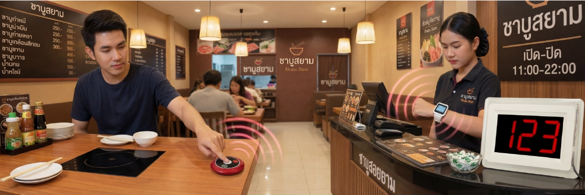 ชุดระบบเรียกพนักงานแบบมีป้ายไฟ LED แสดงเลขจุดเรียก