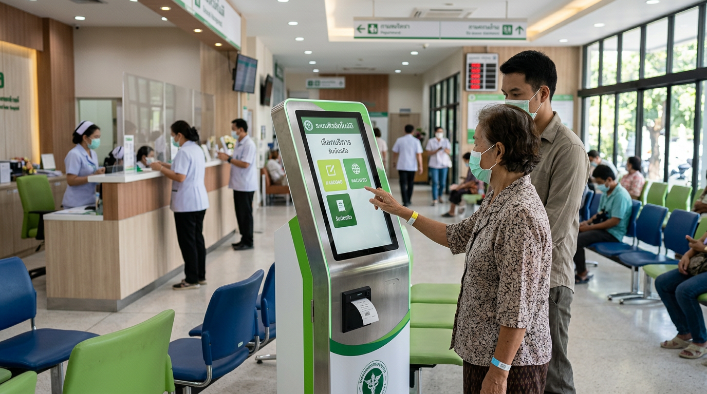 ตู้คีออสระบบคิวในโรงพยาบาลและสำนักงานราชการไทย