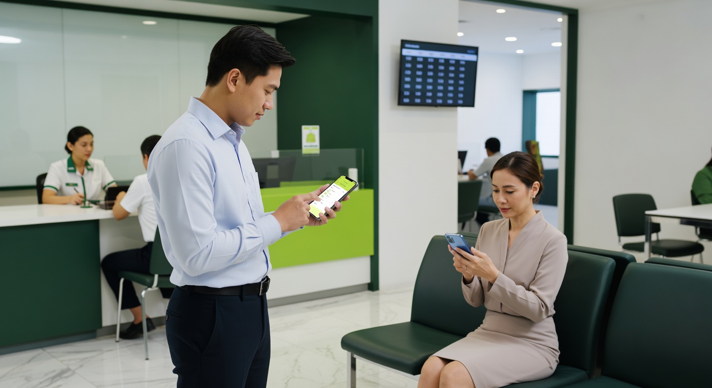 ลูกค้าจองคิวออนไลน์ผ่านมือถือก่อนมาถึงสาขาธนาคารหรือคลินิกในไทย