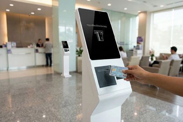 สแกนเนอร์และเครื่องอ่านบัตร QR NFC Smart Card ของ Self Service Kiosk