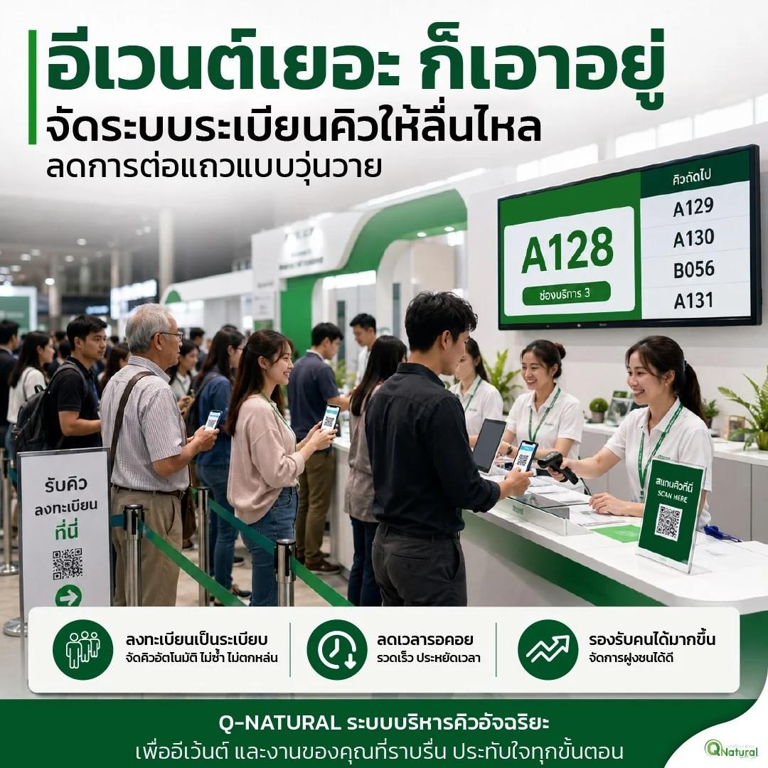 อีเวนต์เยอะ ก็เอาอยู่ — ระบบลงทะเบียนและเรียกคิว Q Natural สำหรับงานอีเวนต์ ลดการต่อแถววุ่นวาย
