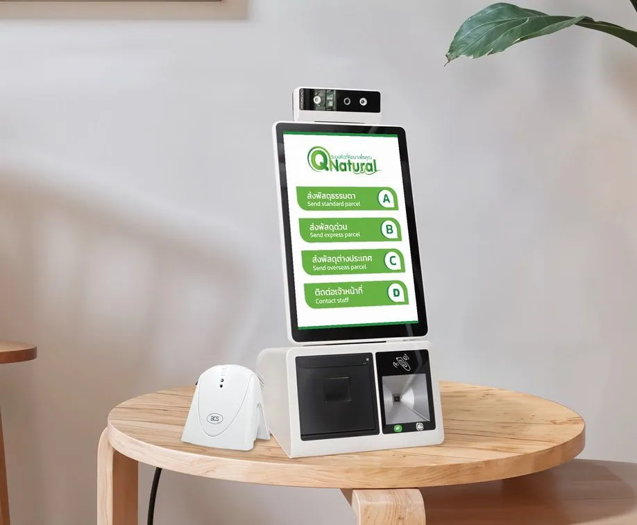 QS-QD10 เครื่องกดบัตรคิว ตั้งโต๊ะ จอสัมผัส Desktop Queue Printer